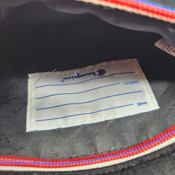 Vintage Champion Soft Belt Bag Black Fanny Pack Padded Striped - Picture 11 of 15